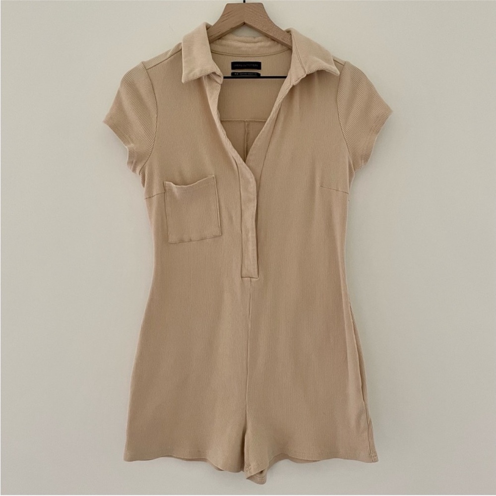 UO Remi Ribbed Polo Romper - Size S